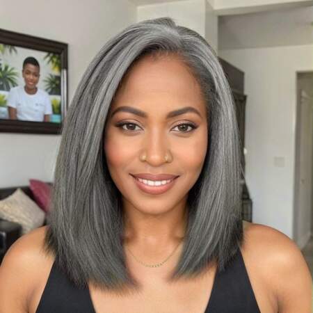 Black wigs with gray highlights